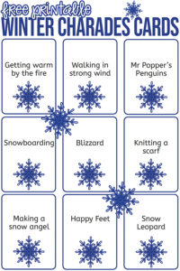 Free Printable Winter Charades Cards