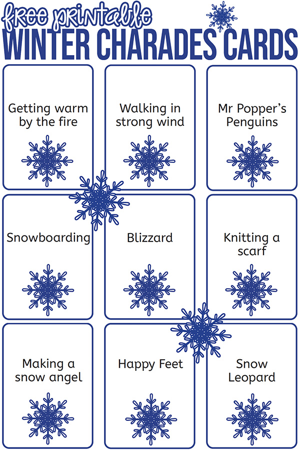 Printable Winter charades cards