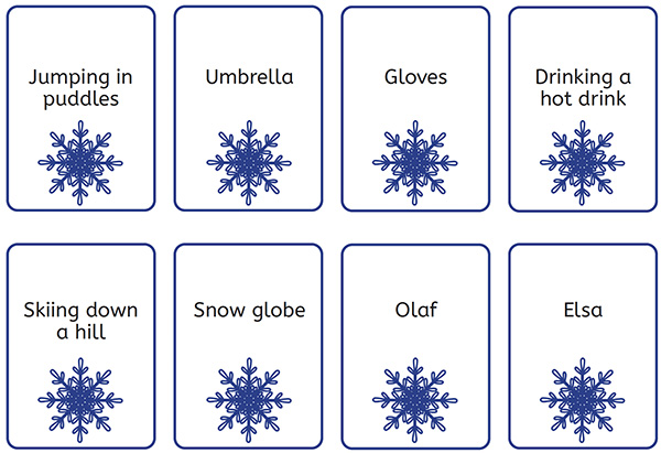 Winter themed charades cards