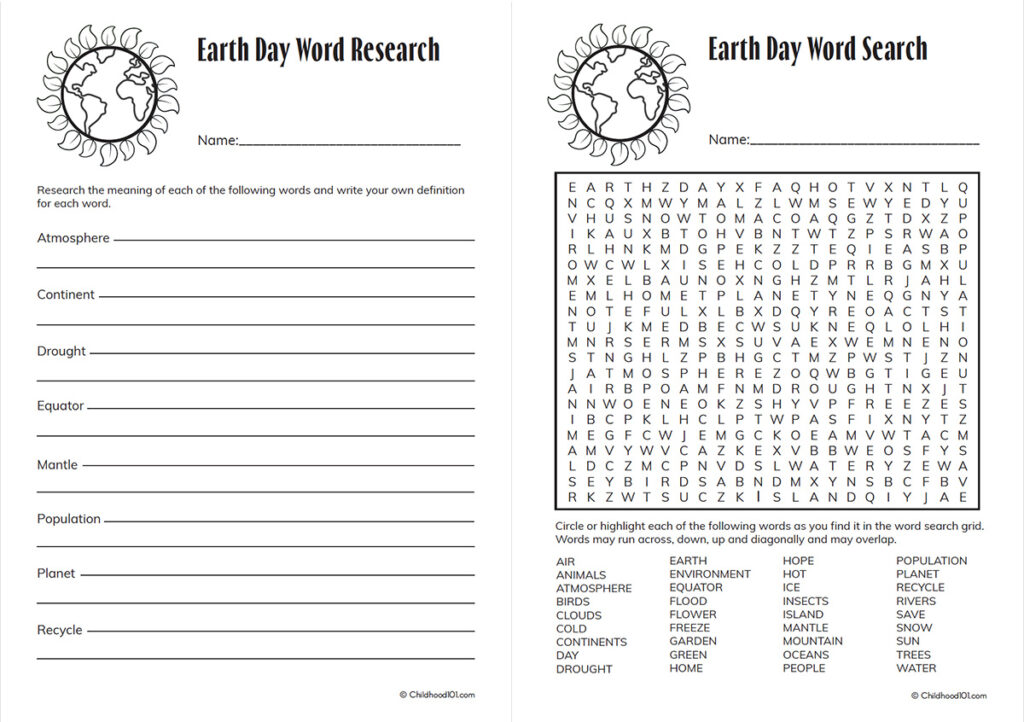 Printable Earth Day Worksheets Elementary School