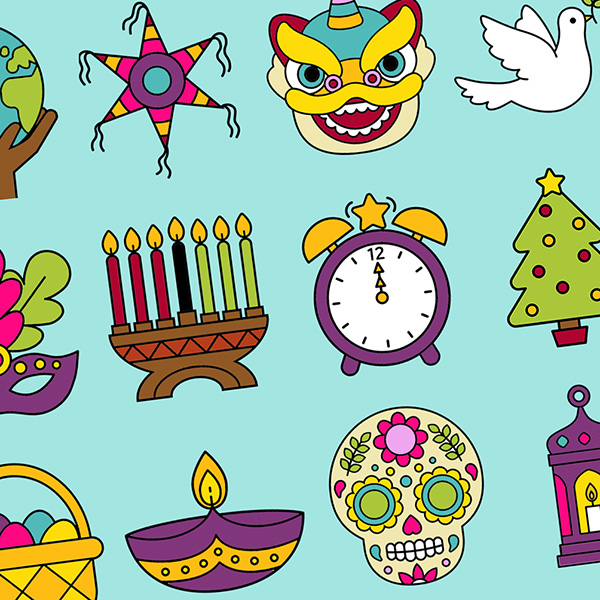 World holidays and celebrations icons
