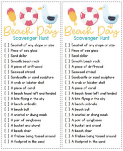 Printable Beach Scavenger Hunt