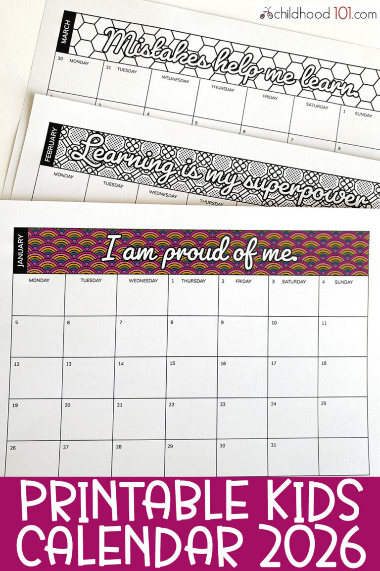 Kids Calendar 2026 printable