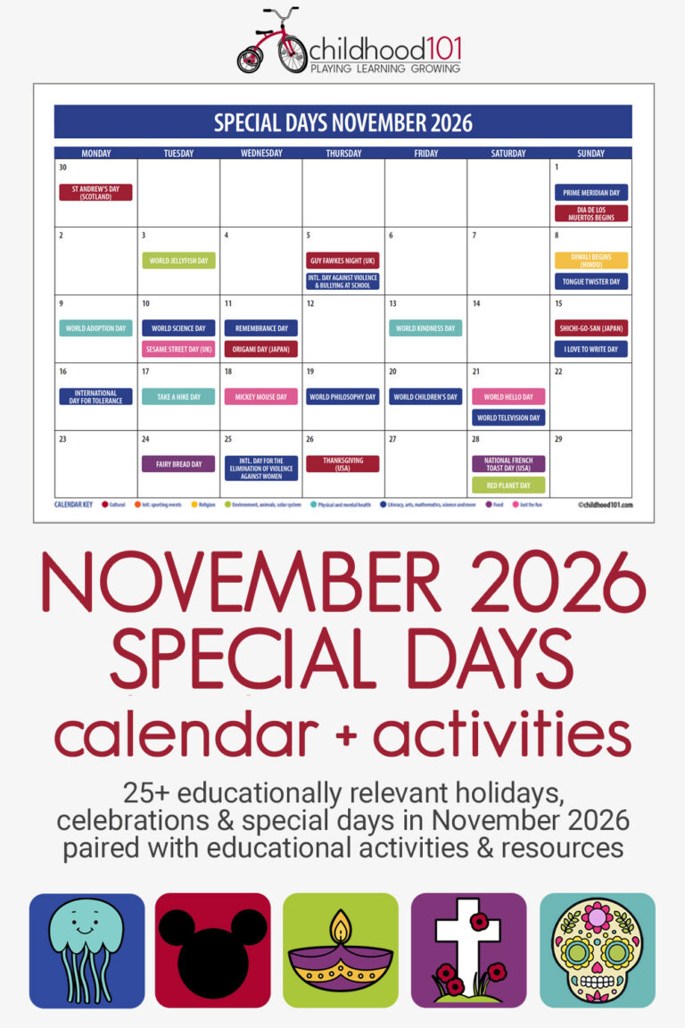 November Awareness Days and World Celebrations Calendar for Teachers