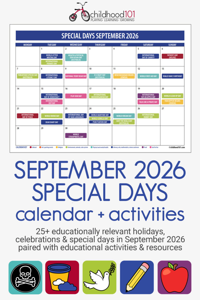 September Holidays and Celebrations Calendar for Schools